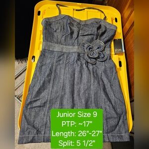 Grass Collection Halter Denim Like Mini  Dress, NWT, Junior Size 9